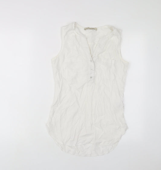 NEXT Womens White Viscose Basic Tank Size 6 V-Neck