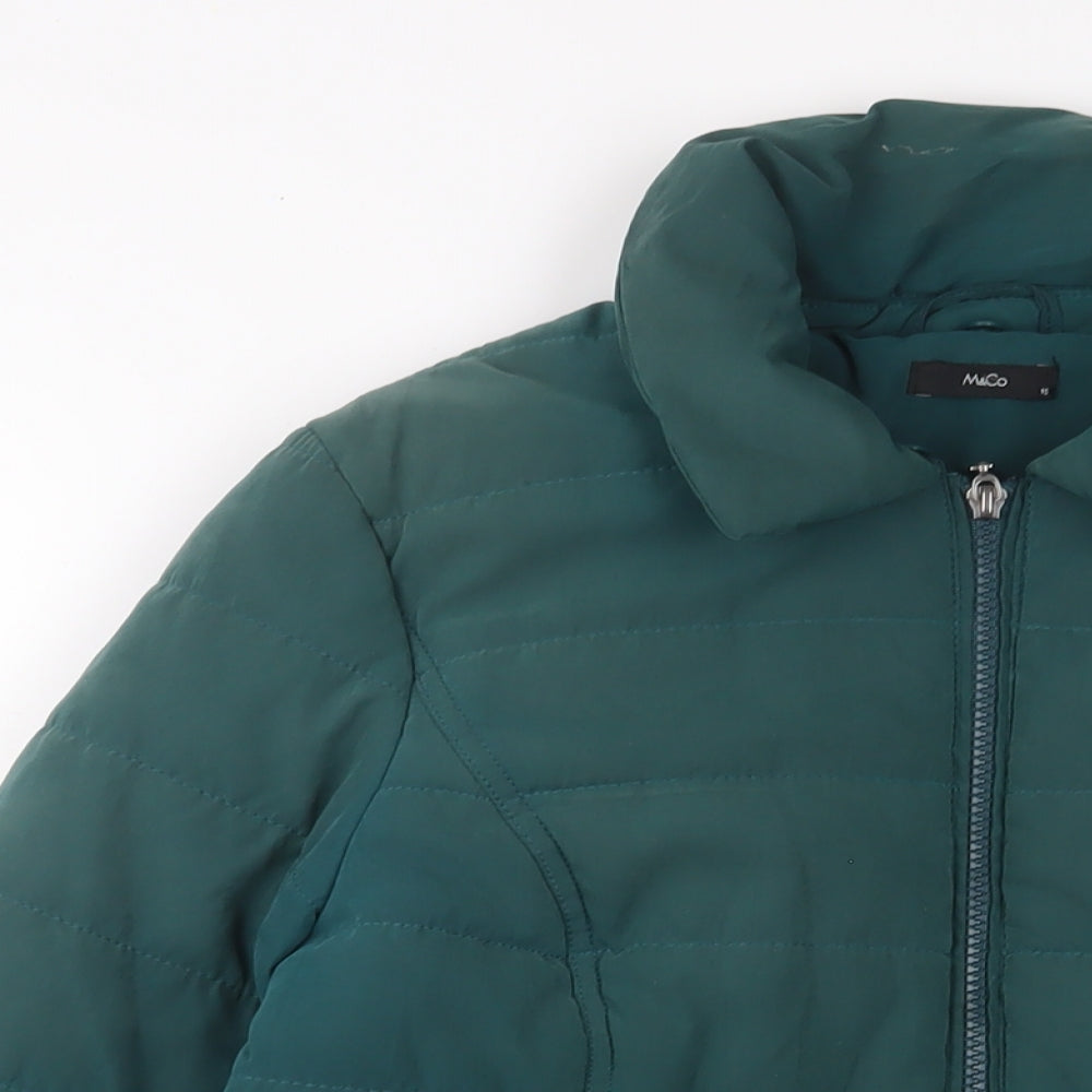 M&Co Womens Green Jacket Size 10 Zip - Pockets