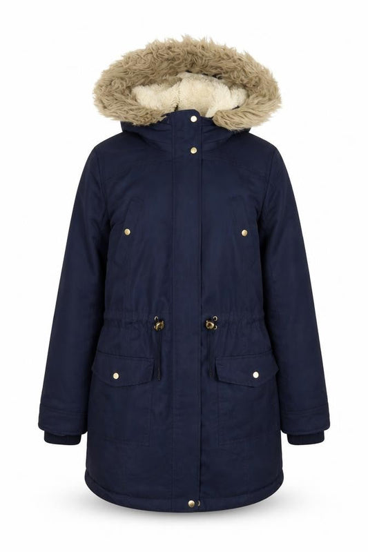 Oasis Womens Blue Parka Coat Size S Zip - Pockets