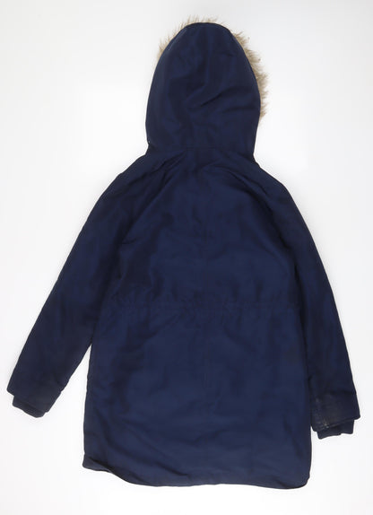 Oasis Womens Blue Parka Coat Size S Zip - Pockets
