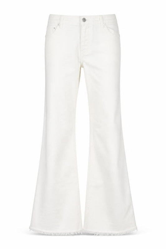 Topshop Womens White Cotton Blend Flared Jeans Size 26 in L32 in Regular Zip