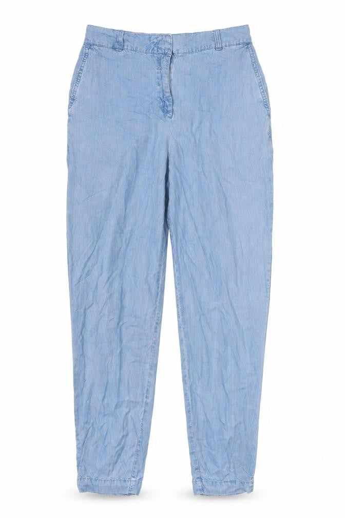 NEXT Womens Blue Lyocell Trousers Size 10 L30 in Regular Zip