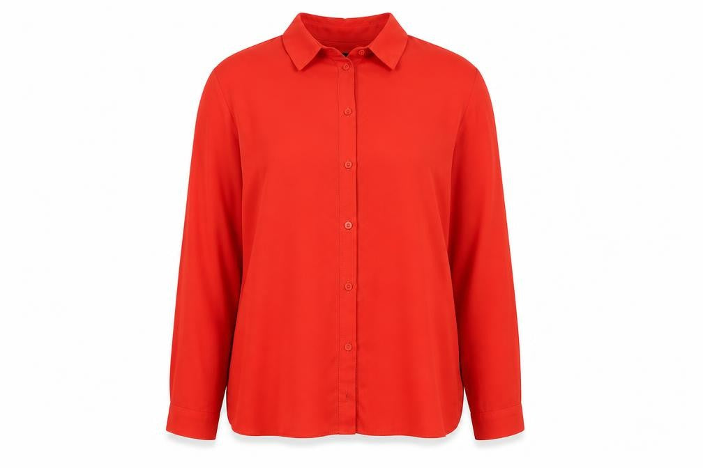Dorothy Perkins Womens Red Polyester Basic Button-Up Size 14 Collared