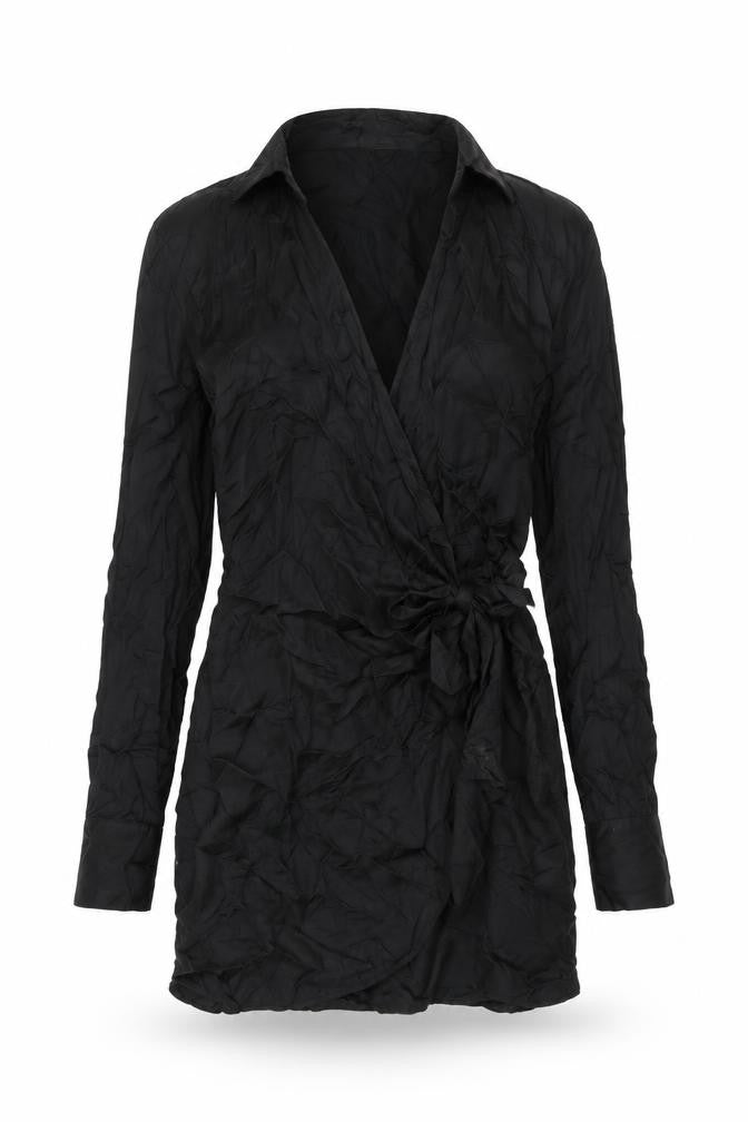 H&M Womens Black Viscose Mini Size M Collared Button