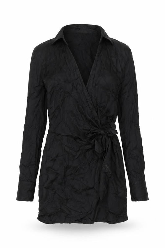H&M Womens Black Viscose Mini Size M Collared Button