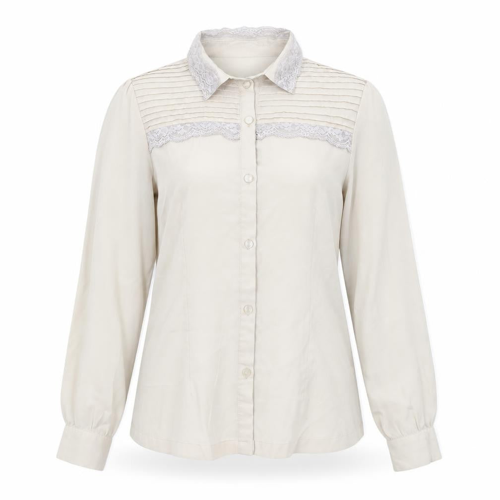 ICHI Womens Beige Polyester Basic Button-Up Size 8 Collared