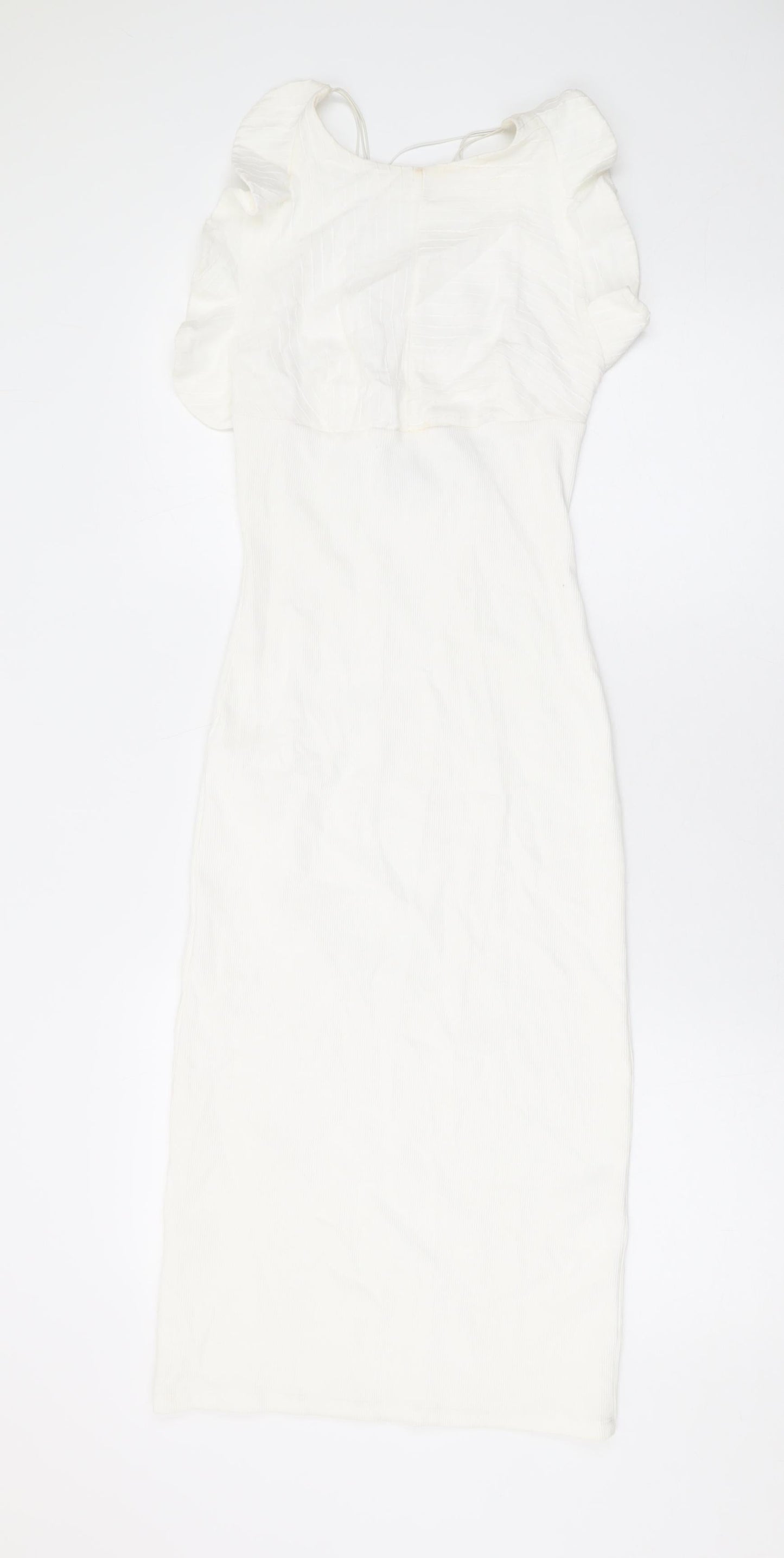 Zara Womens White Cotton Bodycon Size M Round Neck Pullover