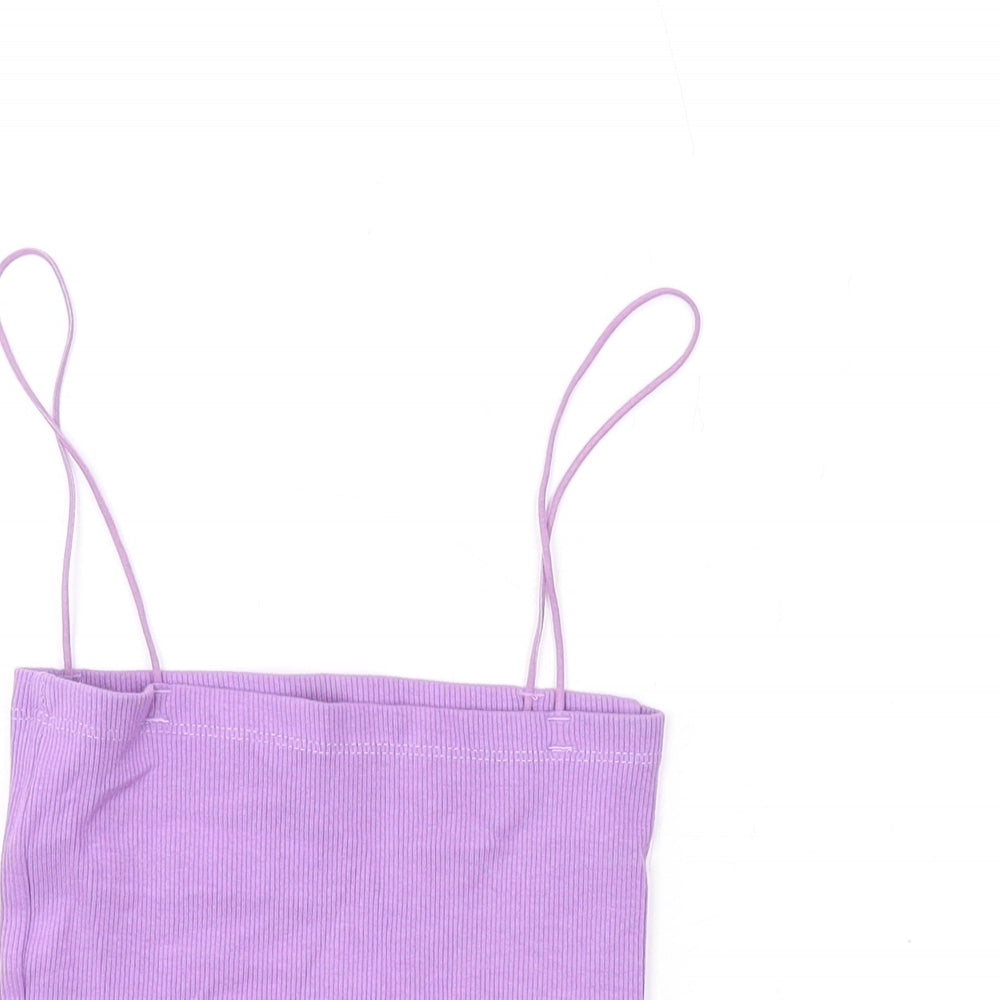 Zara Womens Purple Cotton Camisole Tank Size S Square Neck
