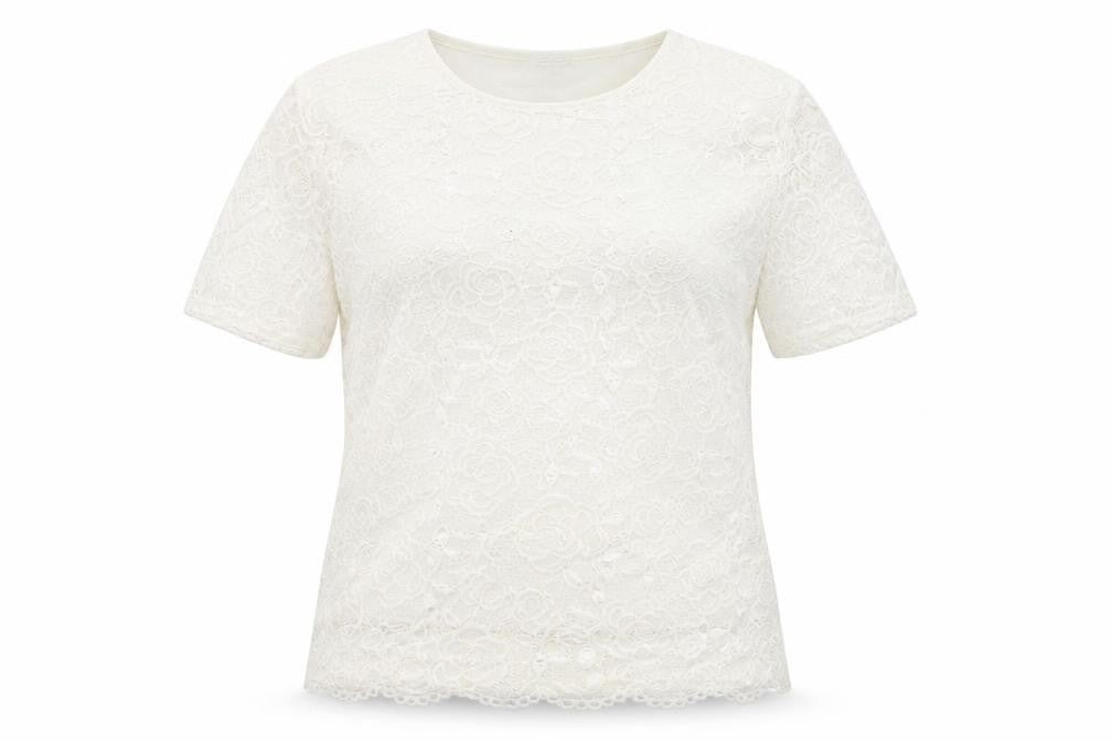 Yue Sheng Womens White Polyester Basic T-Shirt Size L Round Neck