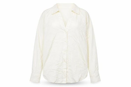 H&M Womens Ivory Polyester Basic Button-Up Size L Collared