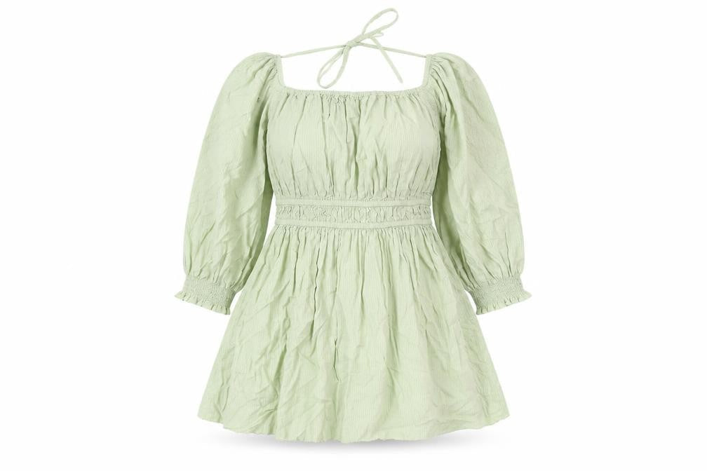 John Lewis Womens Green Cotton A-Line Size 10 Scoop Neck Pullover