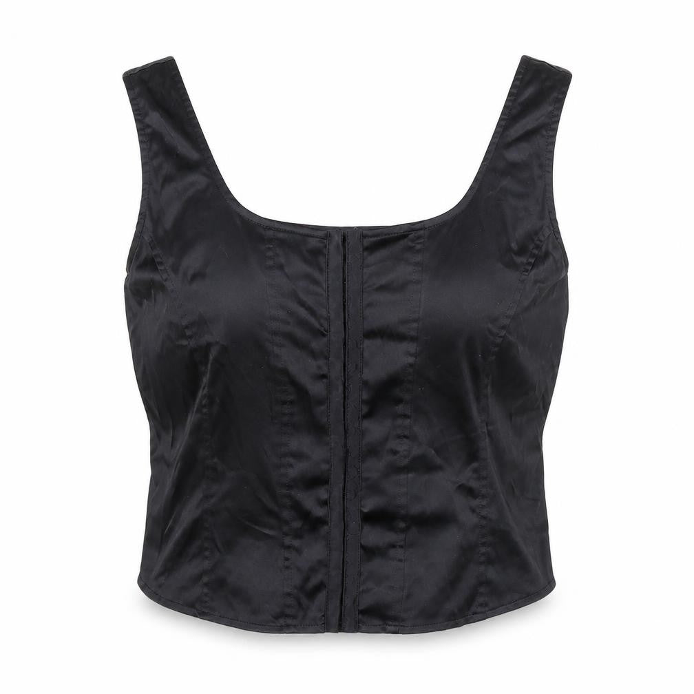 Seven Womens Black Polyester Cropped Tank Size 18 Scoop Neck