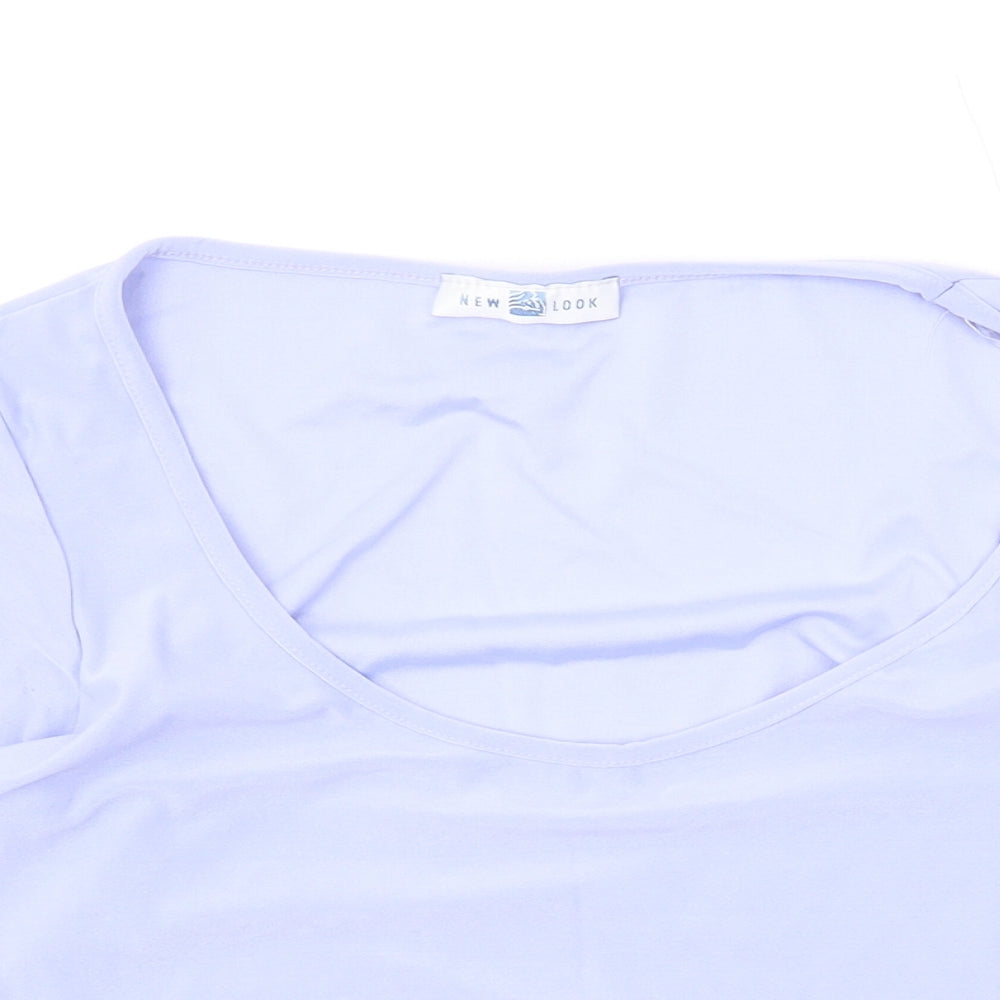 New Look Womens Blue Polyester Basic Blouse Size 12 Scoop Neck
