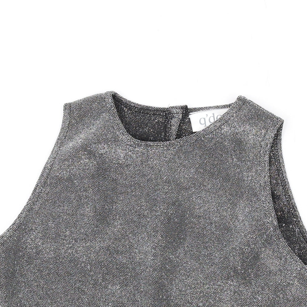 Q'Dos Womens Silver Polyester Basic Tank Size 14 Round Neck