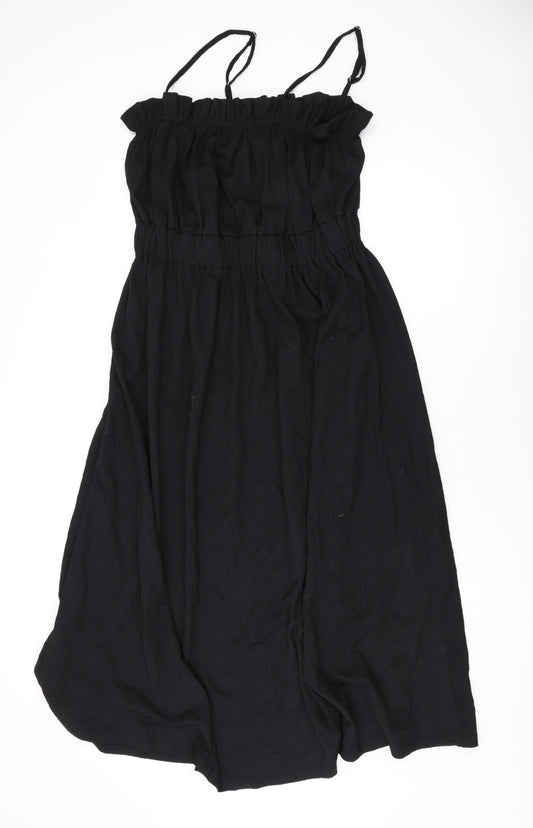H&M Womens Black Polyester A-Line Size M Square Neck Pullover