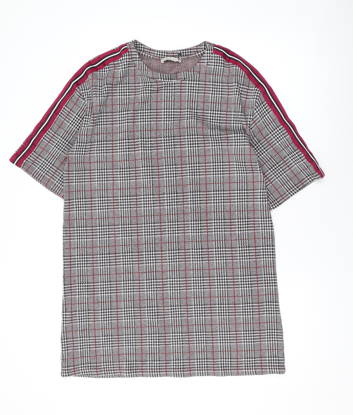 Zara Womens Grey Plaid Polyester A-Line Size M Round Neck Pullover