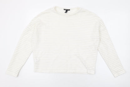 Mango Womens White Polyester Basic Blouse Size M Round Neck