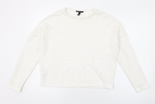 Mango Womens White Polyester Basic Blouse Size M Round Neck