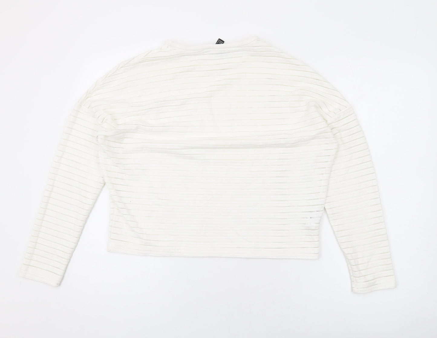 Mango Womens White Polyester Basic Blouse Size M Round Neck