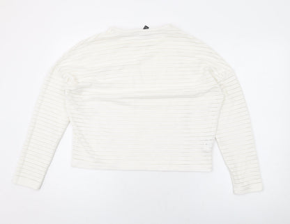 Mango Womens White Polyester Basic Blouse Size M Round Neck
