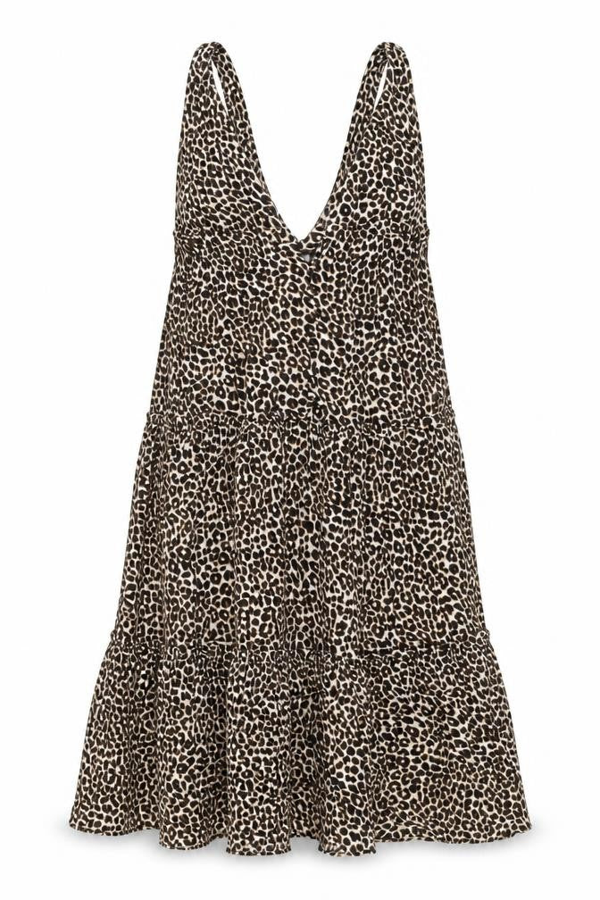 ASOS Womens Brown Animal Print Polyester A-Line Size 10 V-Neck Button