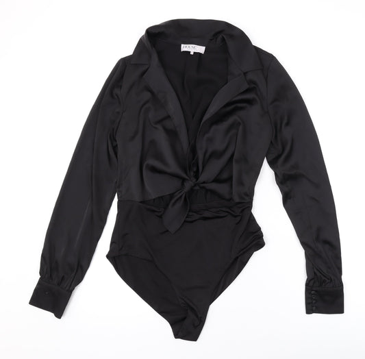 HOUSE OF CB Womens Black Polyester Bodysuit One-Piece Size M L10 in Tie