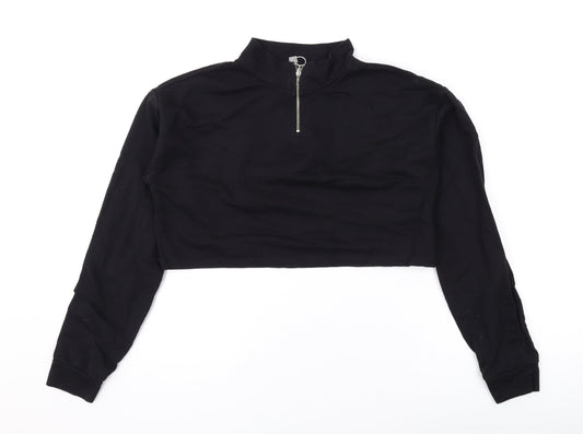 ASOS Womens Black Cotton Pullover Sweatshirt Size 6 Zip