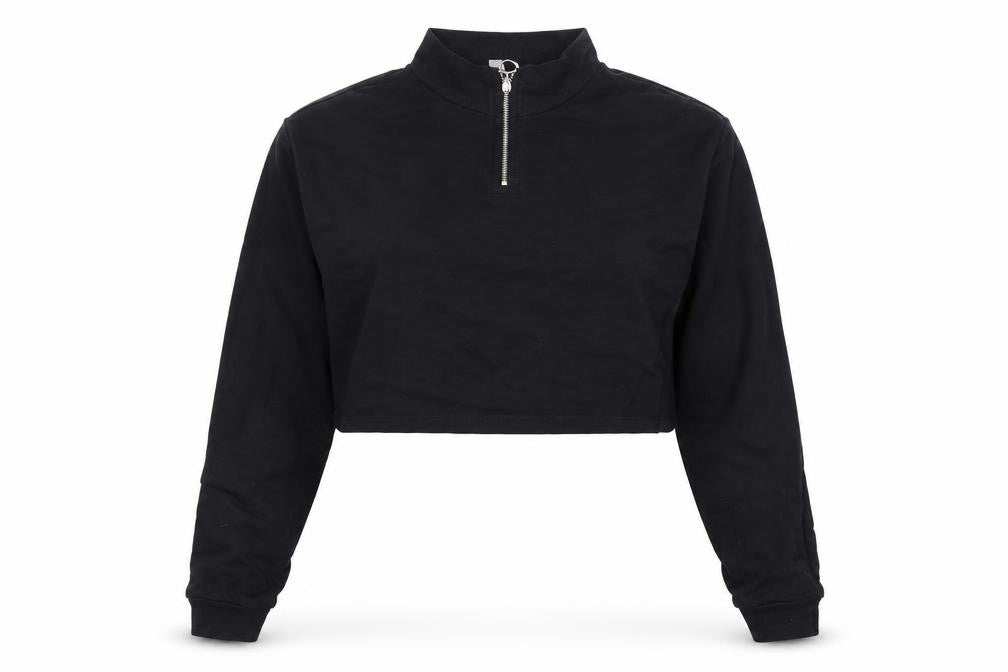 ASOS Womens Black Cotton Pullover Sweatshirt Size 6 Zip