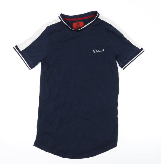 DFND Mens Blue Cotton T-Shirt Size L Round Neck