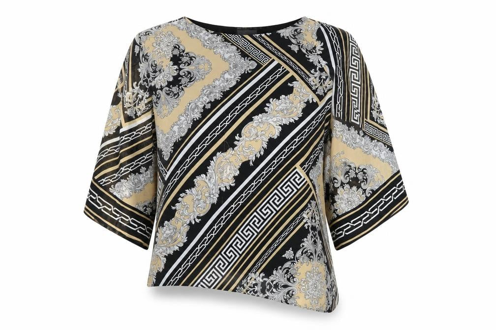 Wallis Womens Black Geometric Polyester Basic Blouse Size S Round Neck