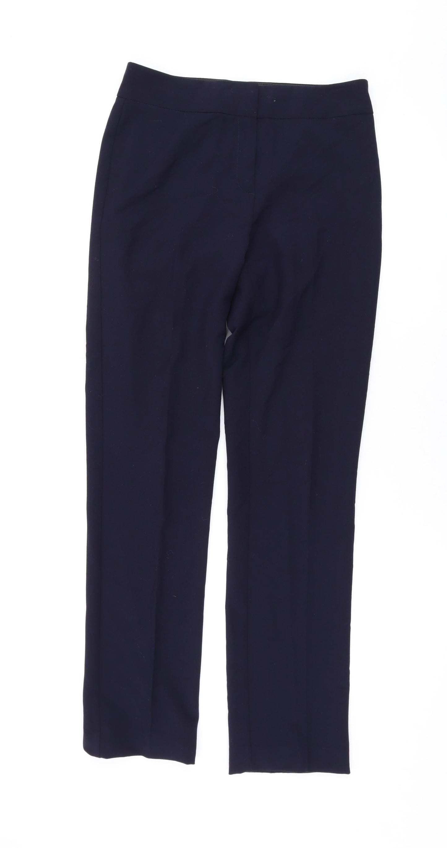 Marks and Spencer Womens Blue Polyester Trousers Size 8 L31 in Regular Zip