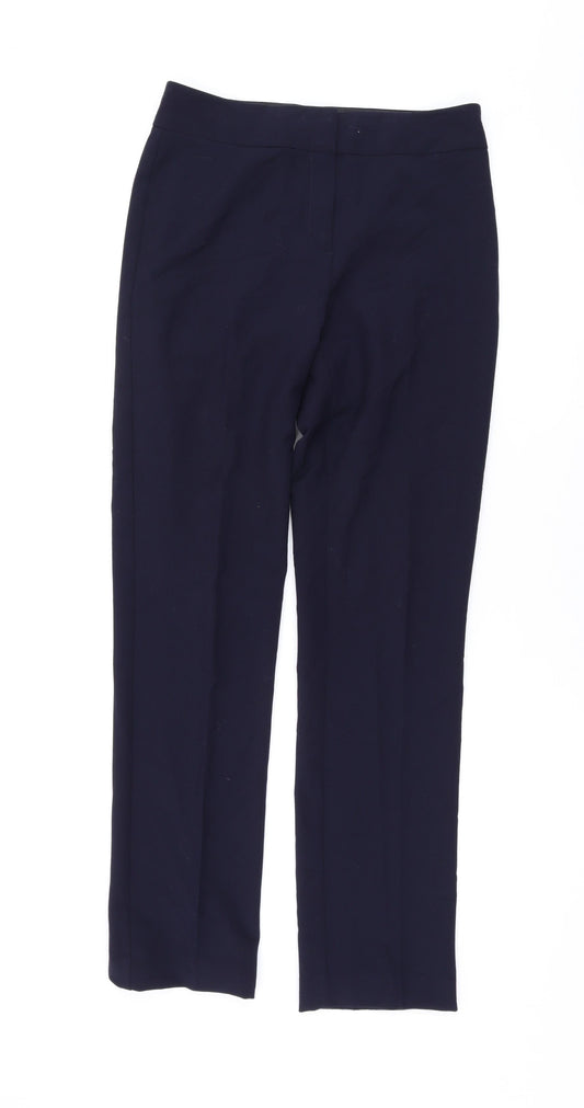 Marks and Spencer Womens Blue Polyester Trousers Size 8 L31 in Regular Zip