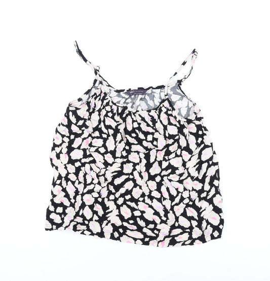 Marks and Spencer Womens Black Geometric Viscose Camisole Tank Size 6 Scoop Neck