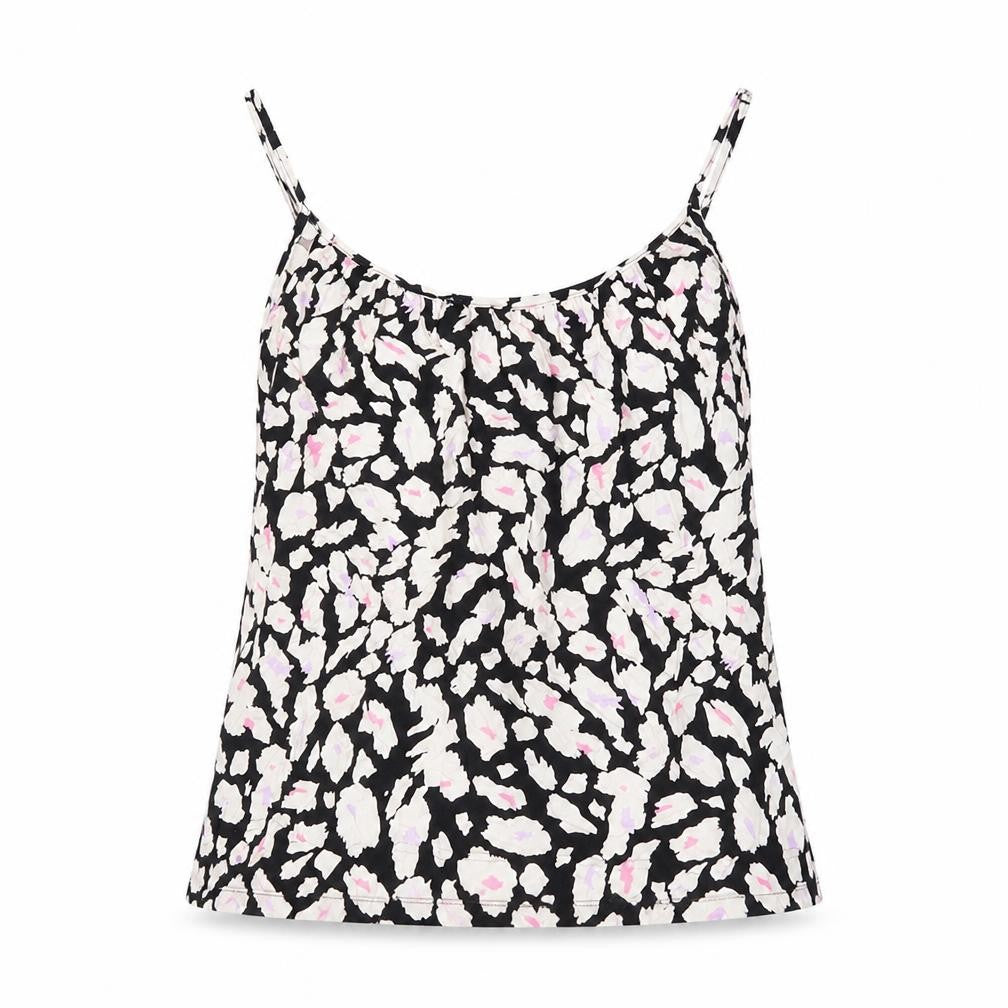 Marks & Spencer Womens Black Geometric Viscose Camisole Tank Size 6 Scoop Neck