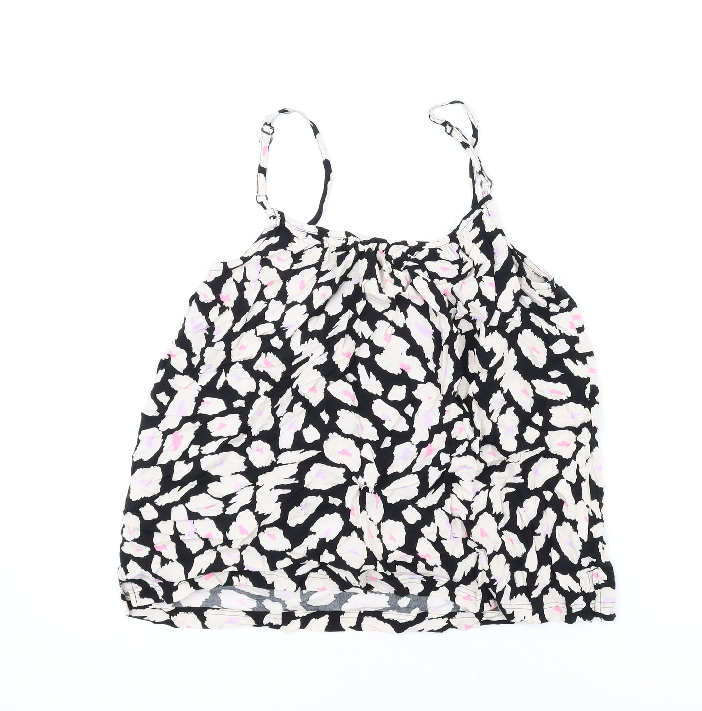 Marks and Spencer Womens Black Geometric Viscose Camisole Tank Size 6 Scoop Neck