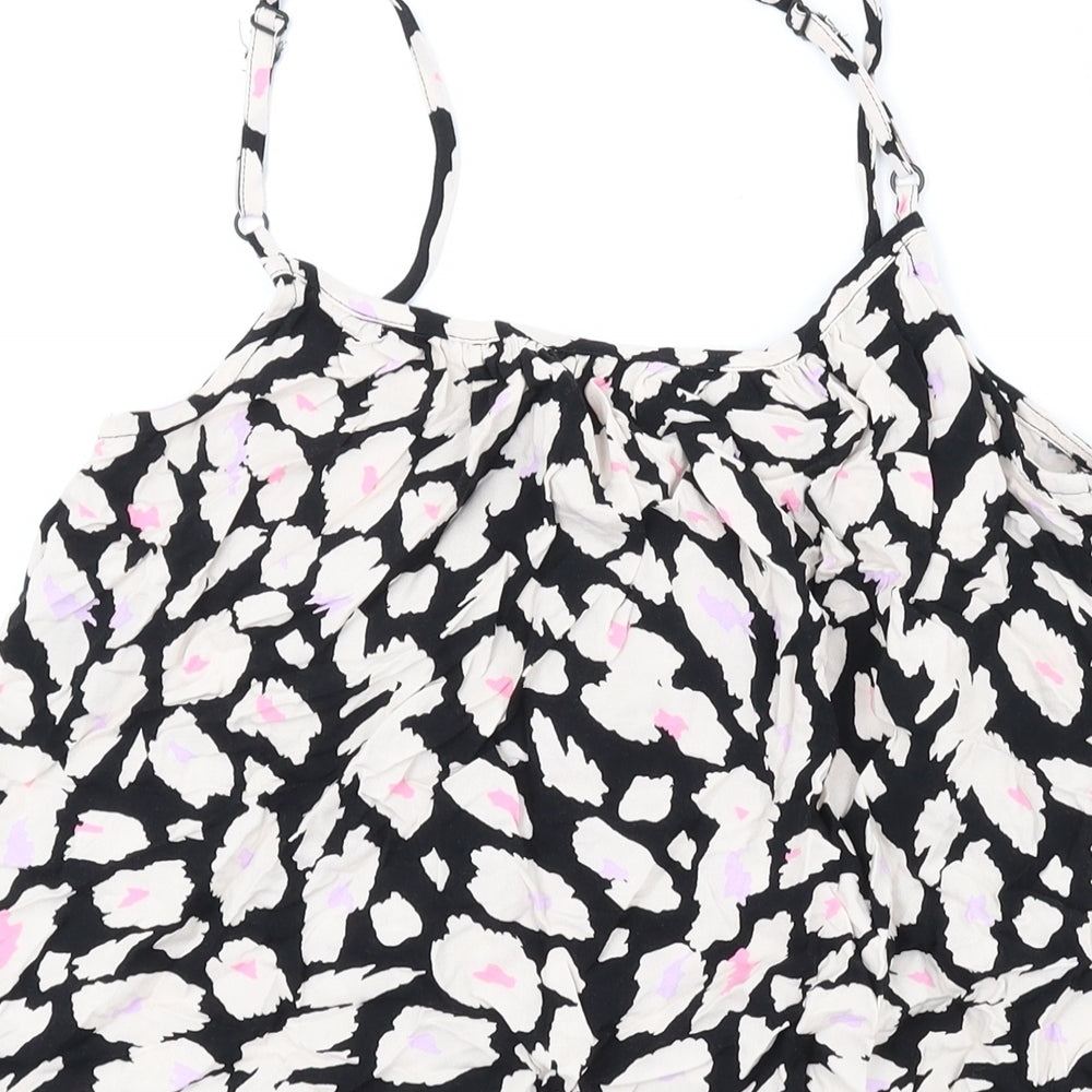 Marks and Spencer Womens Black Geometric Viscose Camisole Tank Size 6 Scoop Neck