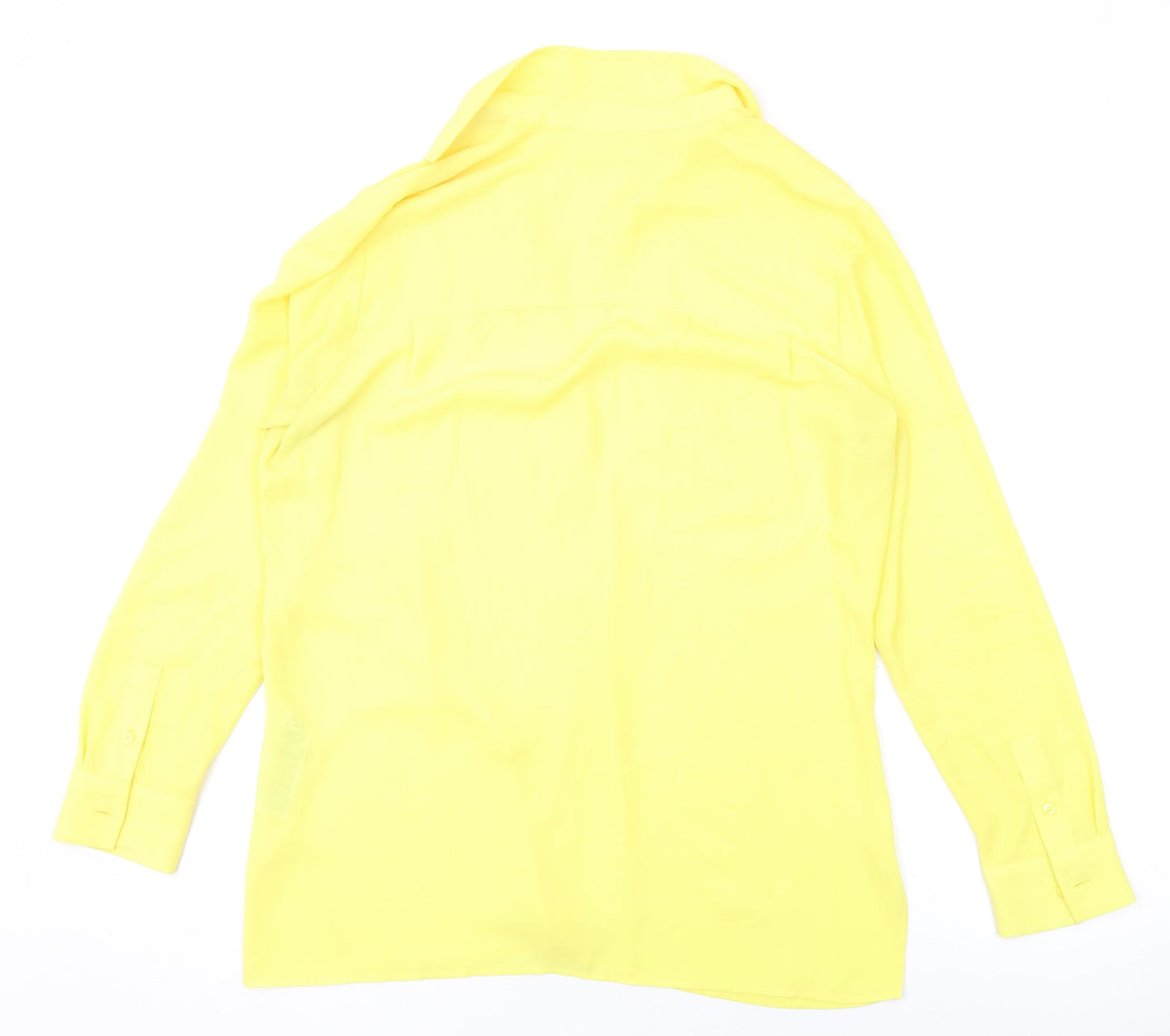 Marks and Spencer Womens Yellow Polyester Basic Button-Up Size 12 Collared