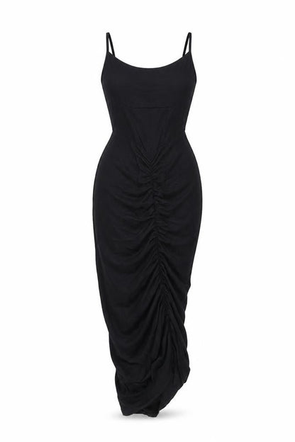 Front view of ASOS women’s black viscose bodycon, size UK 10, scoop neck pullover