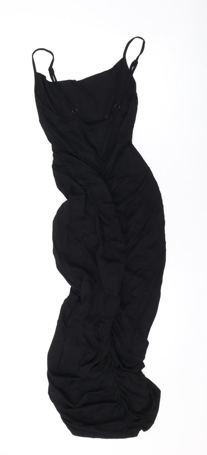 Back view of ASOS women’s black viscose bodycon, size UK 10, scoop neck pullover
