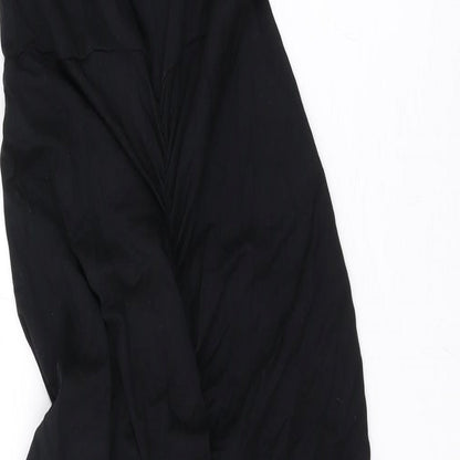 Brand and care label for ASOS women’s black viscose bodycon, size UK 10, scoop neck pullover