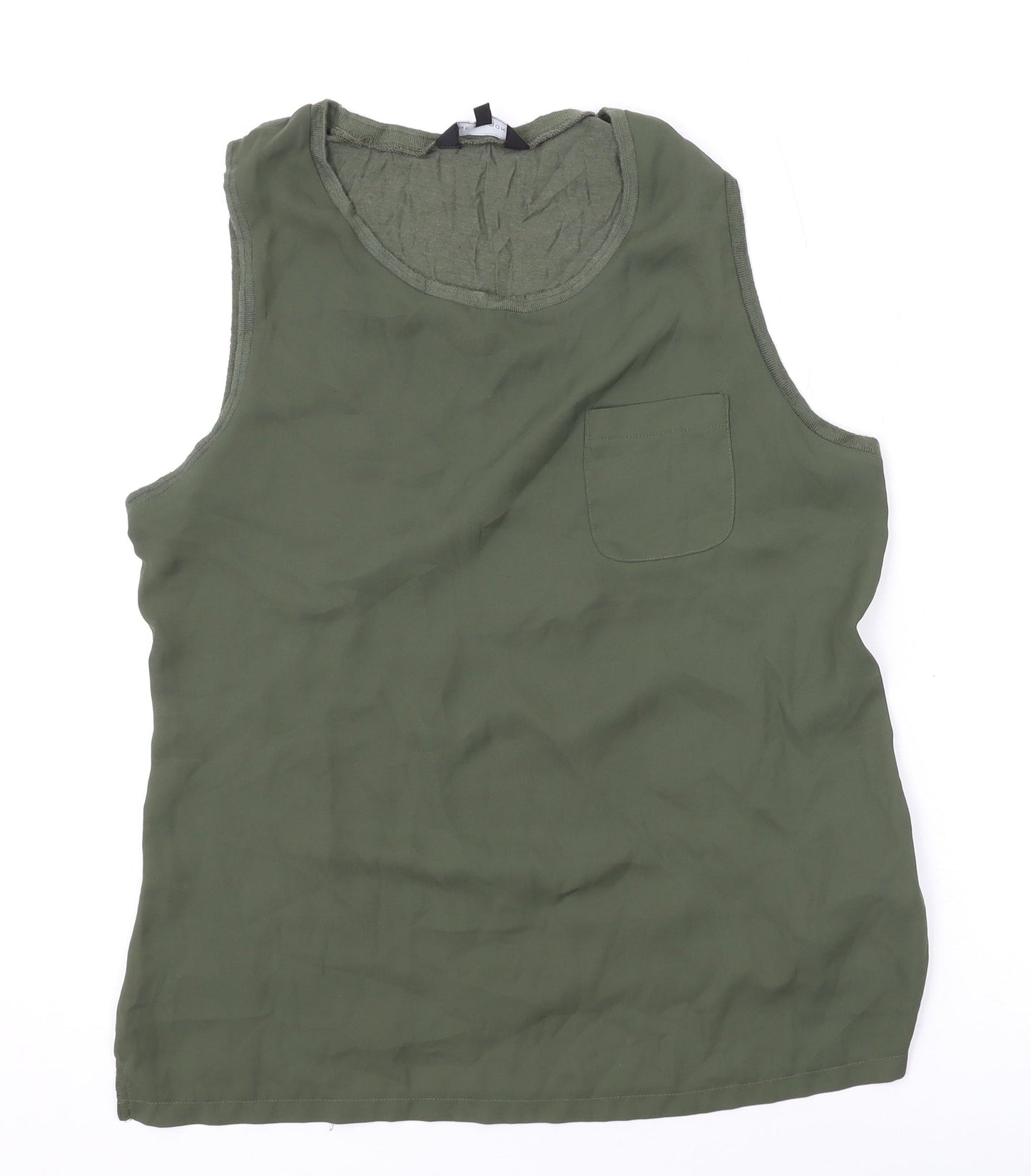 New Look Womens Green Polyester Basic T-Shirt Size 14 Scoop Neck