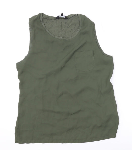 New Look Womens Green Polyester Basic T-Shirt Size 14 Scoop Neck