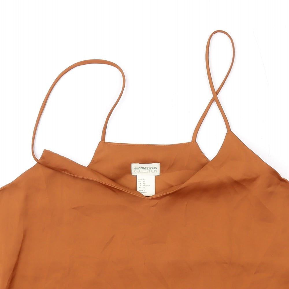 H&M Womens Brown Polyester Camisole Tank Size 14 V-Neck