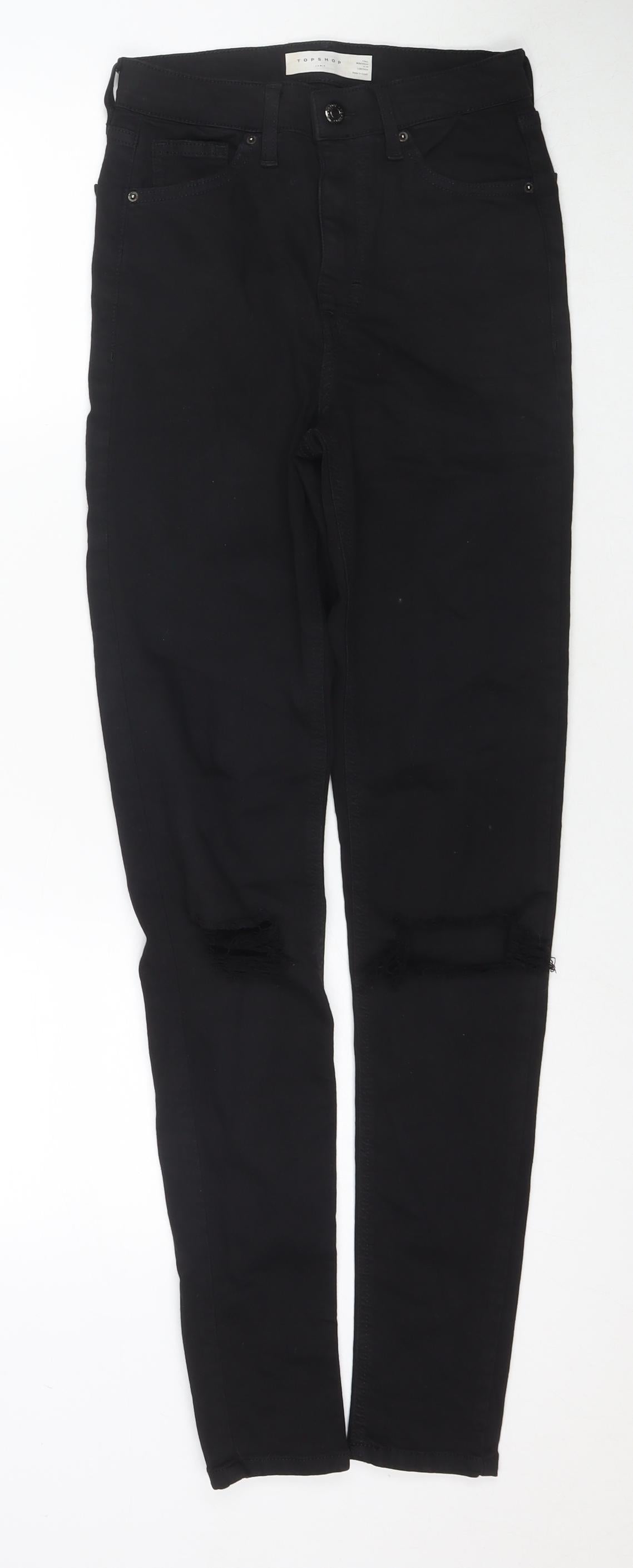 Topshop Womens Black Cotton Skinny Jeans Size 26 L36 in Regular Zip