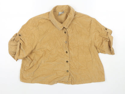 Additional front view of ASOS women’s beige cotton cropped button-up, size UK 10, collared
