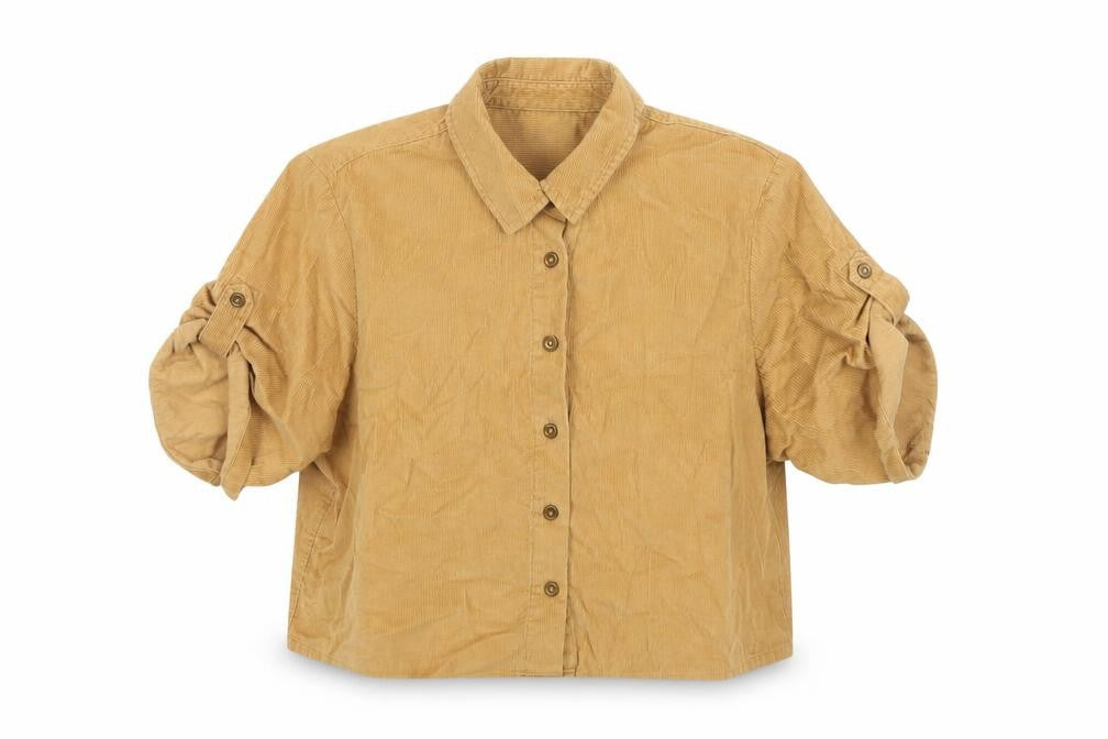 ASOS Womens Beige Cotton Cropped Button-Up Size 10 Collared