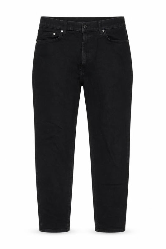 Marks & Spencer Womens Black Cotton Tapered Jeans Size 36 in L29 in Regular Zip