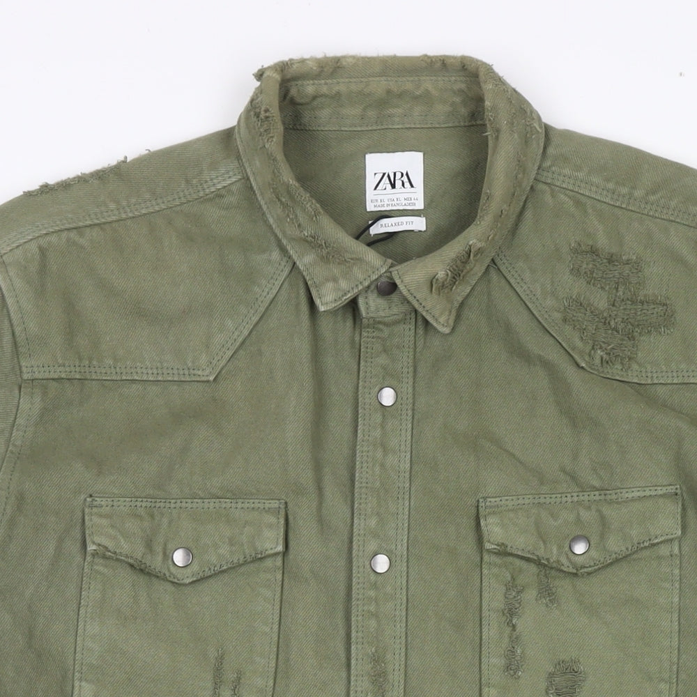 Zara Womens Green Jacket Size XL Snap