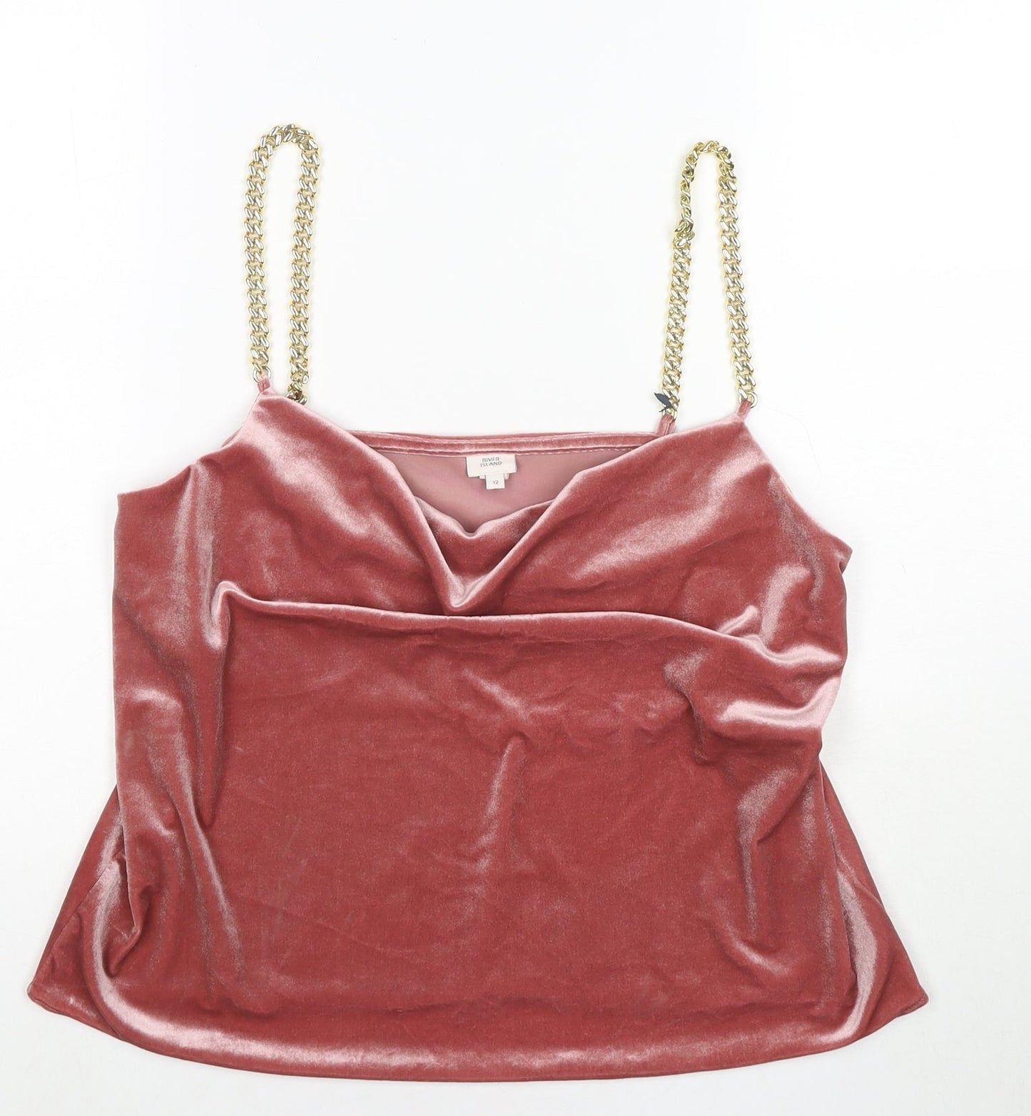 River Island Womens Pink Polyester Camisole Tank Size 12 Cowl Neck