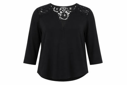 H&M Womens Black Polyester Basic Blouse Size M V-Neck